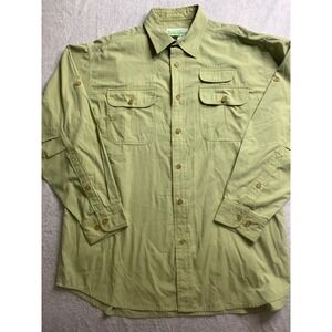 Orvis Buzz‎ Off Insect Shield Long Sleeve Button Up Shirt Men's L Green